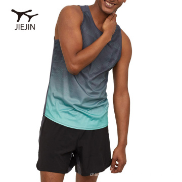 JIEJIN Wholesale Custom Pattern Design Sports Compression Singlet Sleeveless Men Tank Top